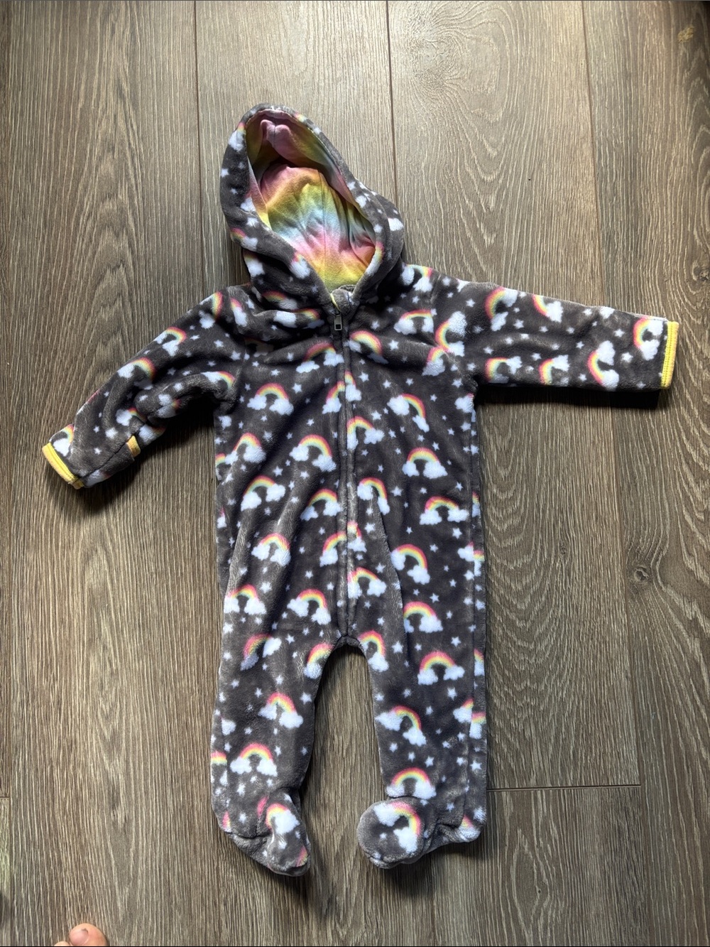 Penelope Mack Charcoal Rainbow & Star Hooded Fleece One-Piece